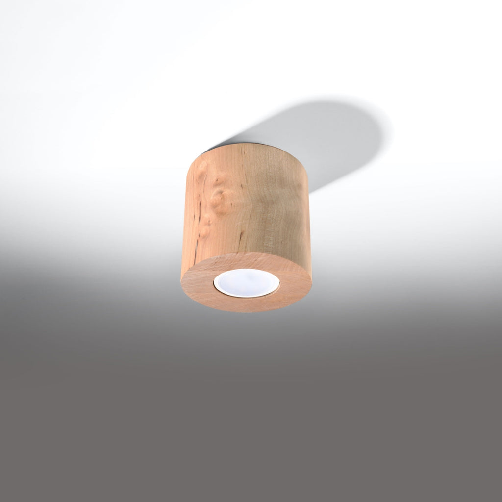 Plafonnier Orbis bois naturel GU10, vue de profil