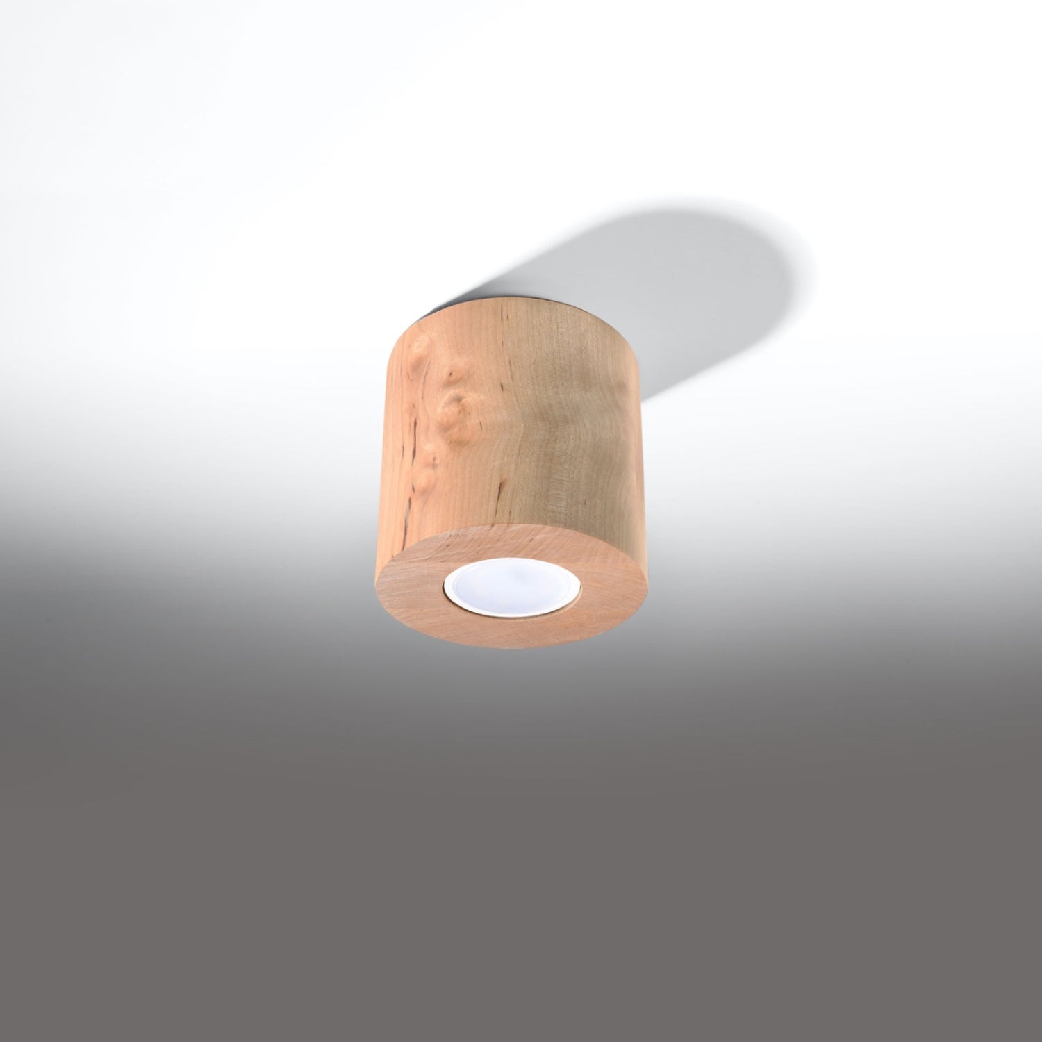 Plafonnier Orbis bois naturel GU10, vue de profil