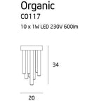 Plafonnier Organic 20 cm chromé à variateur, vue 2