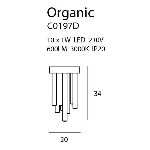 Plafonnier Organic 20 cm doré à variateur, vue 2
