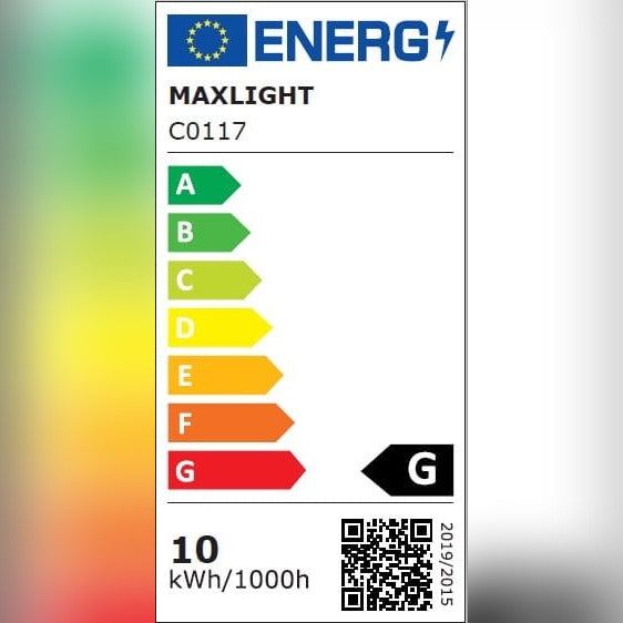 Étiquette énergie du plafonnier Organic chromé 20 cm en classe G avec 10 kWh pour 1000 heures