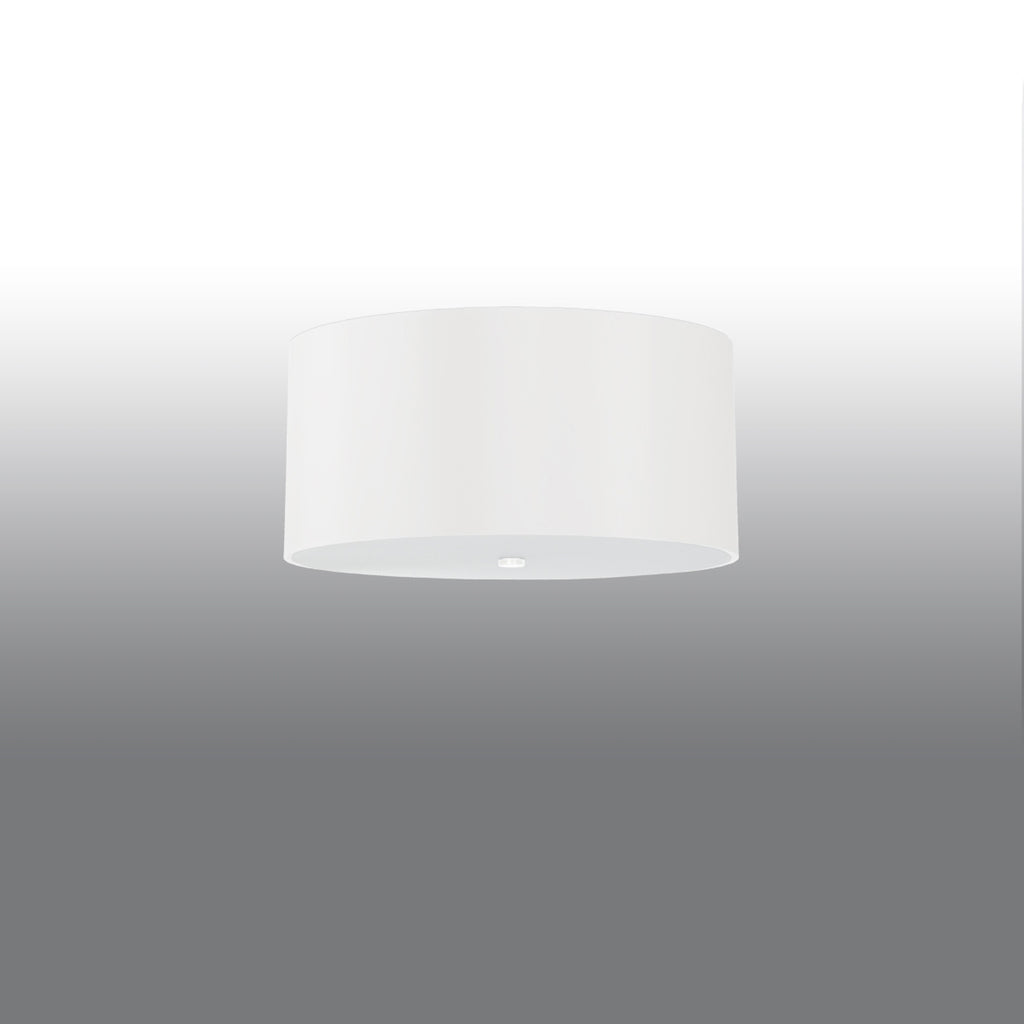 Plafonnier Otto 50 en tissu blanc, vue montrant le diffuseur en verre dépoli
