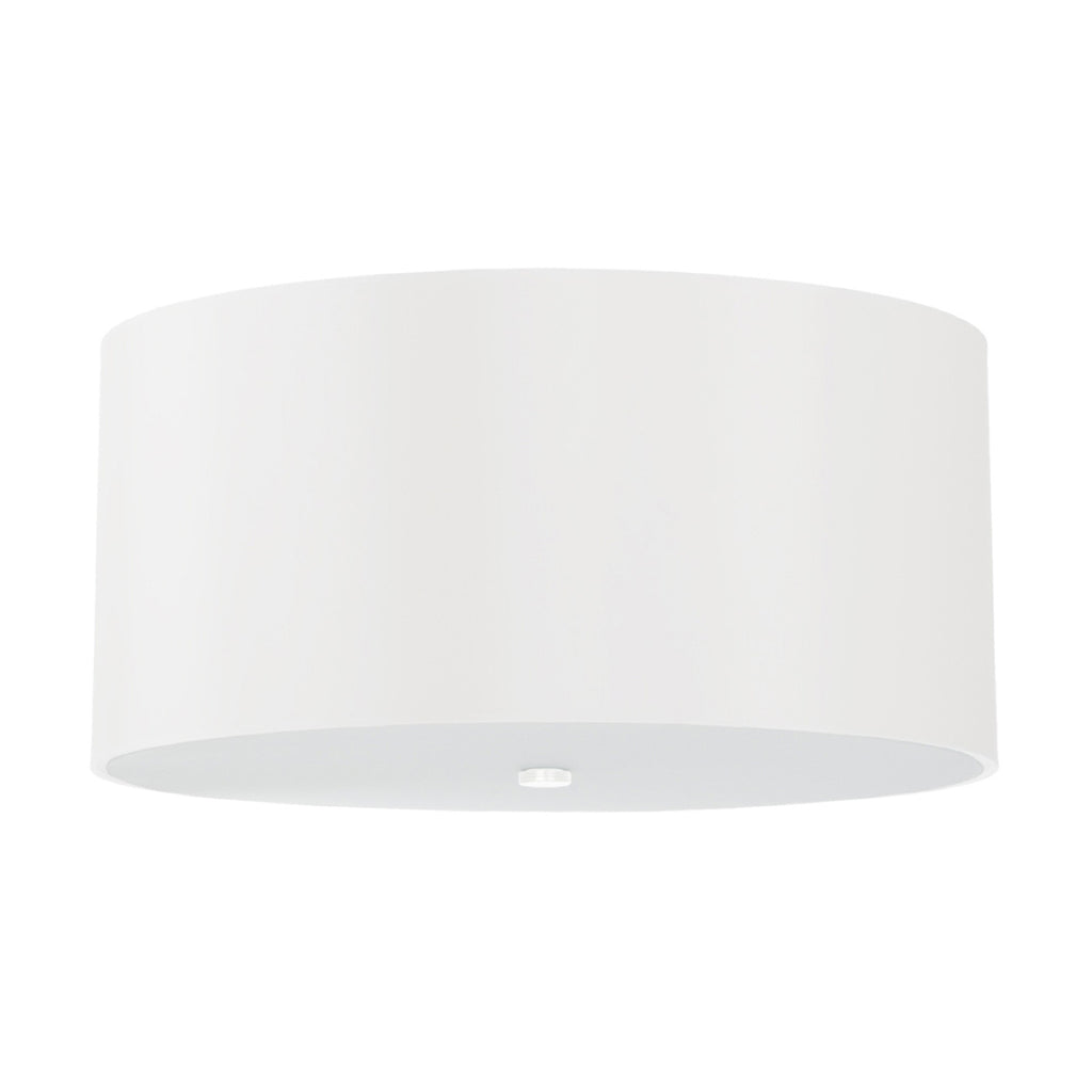 Plafonnier Otto 50, abat-jour tambour en tissu blanc, vue de face