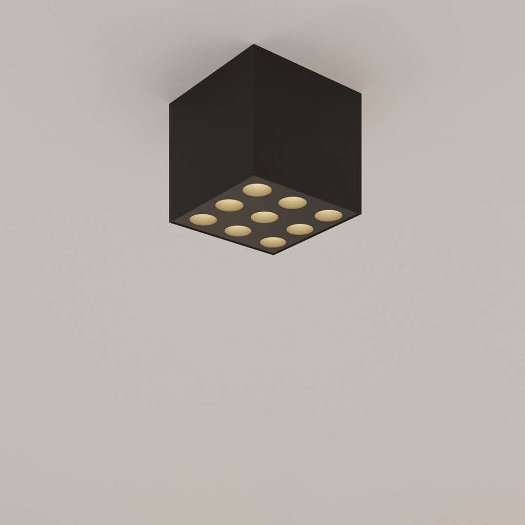 Plafonnier Ozzy LED carré aluminium noir en ambiance