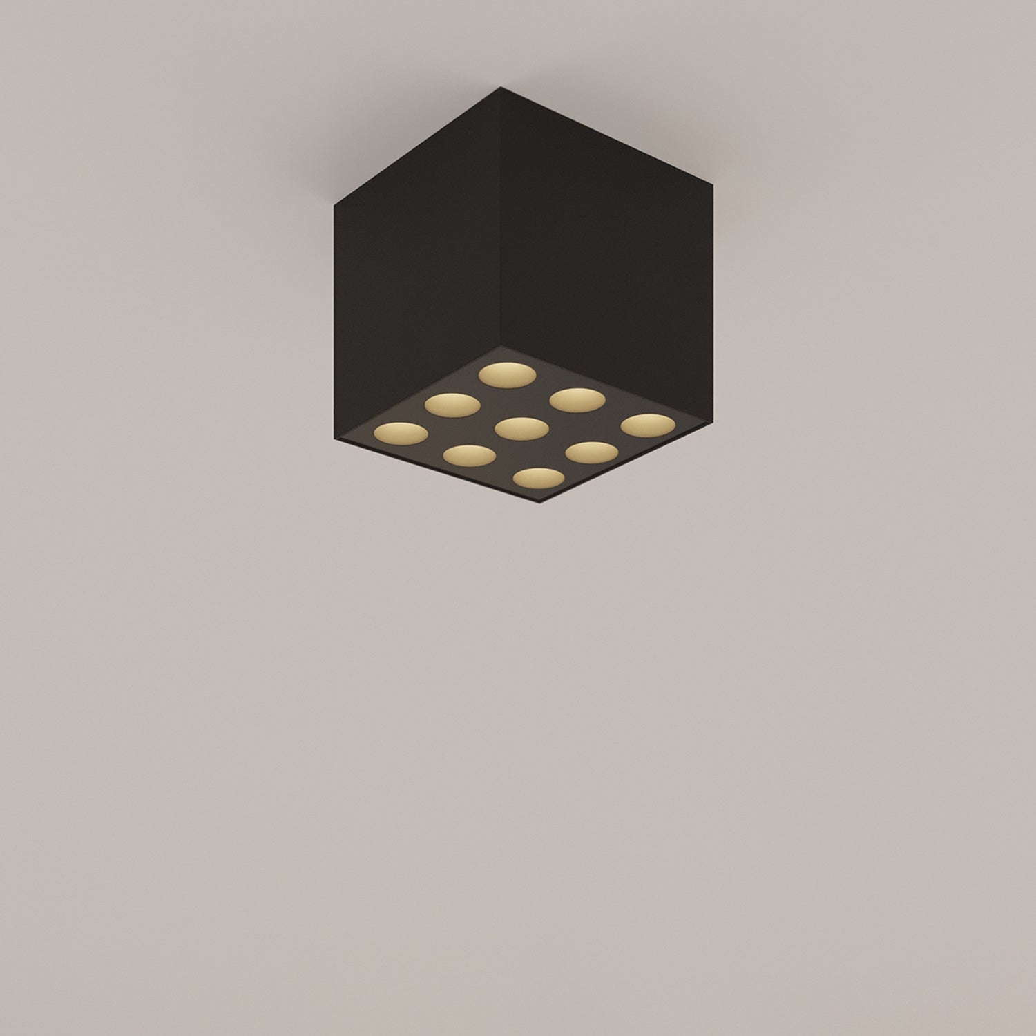 Plafonnier Ozzy LED carré aluminium noir en ambiance