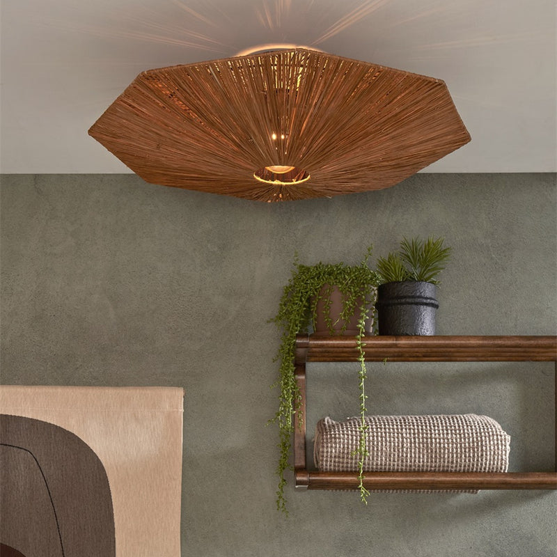 Dimensions Plafonnier Panama raphia brun 65 cm E27