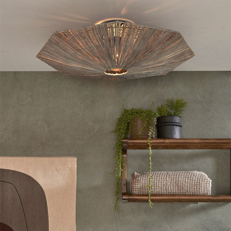 Dimensions Plafonnier Panama raphia gris foncé 65 cm E27