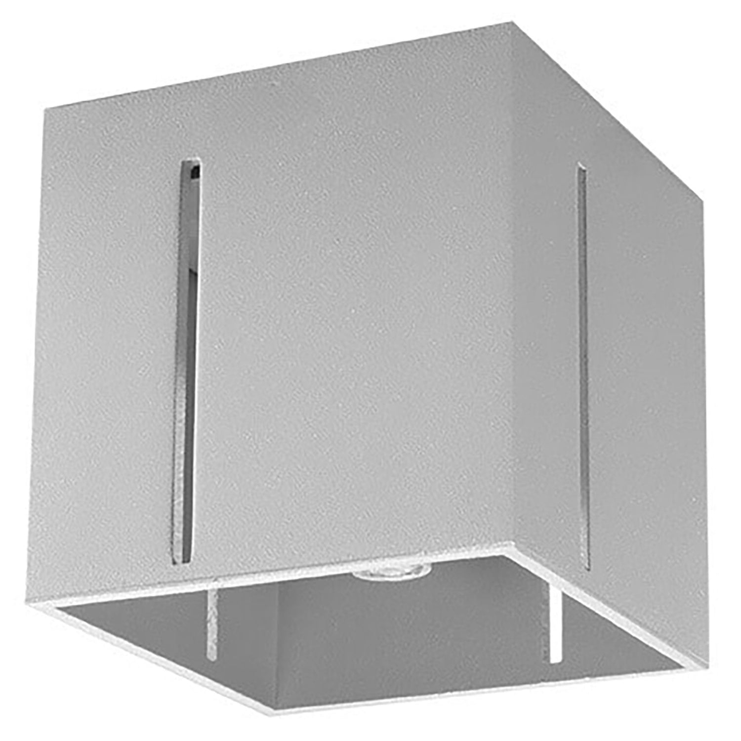 Plafonnier Pixar aluminium gris, cube à fentes verticales, vue d'ensemble