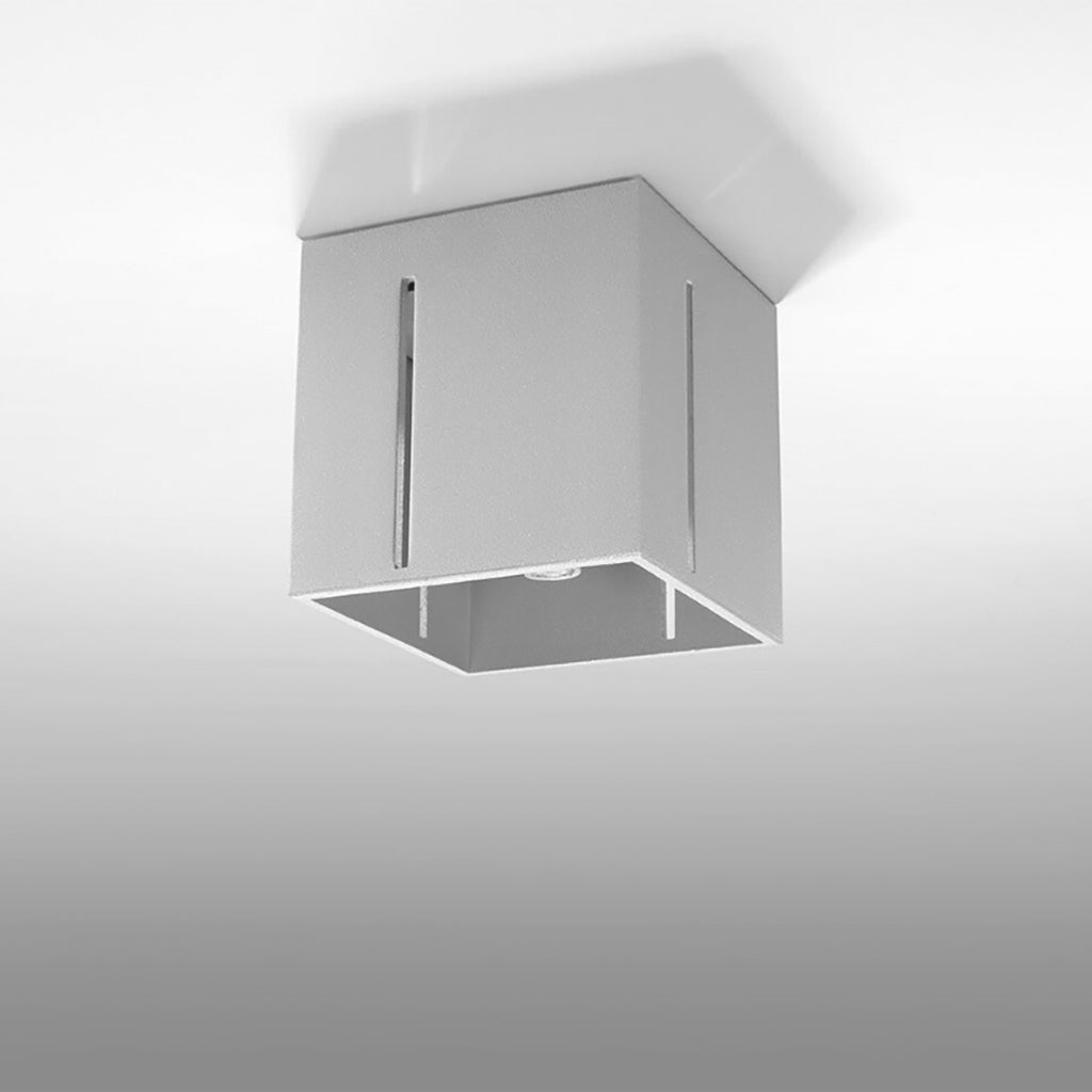 Plafonnier Pixar gris, vue de profil du cube