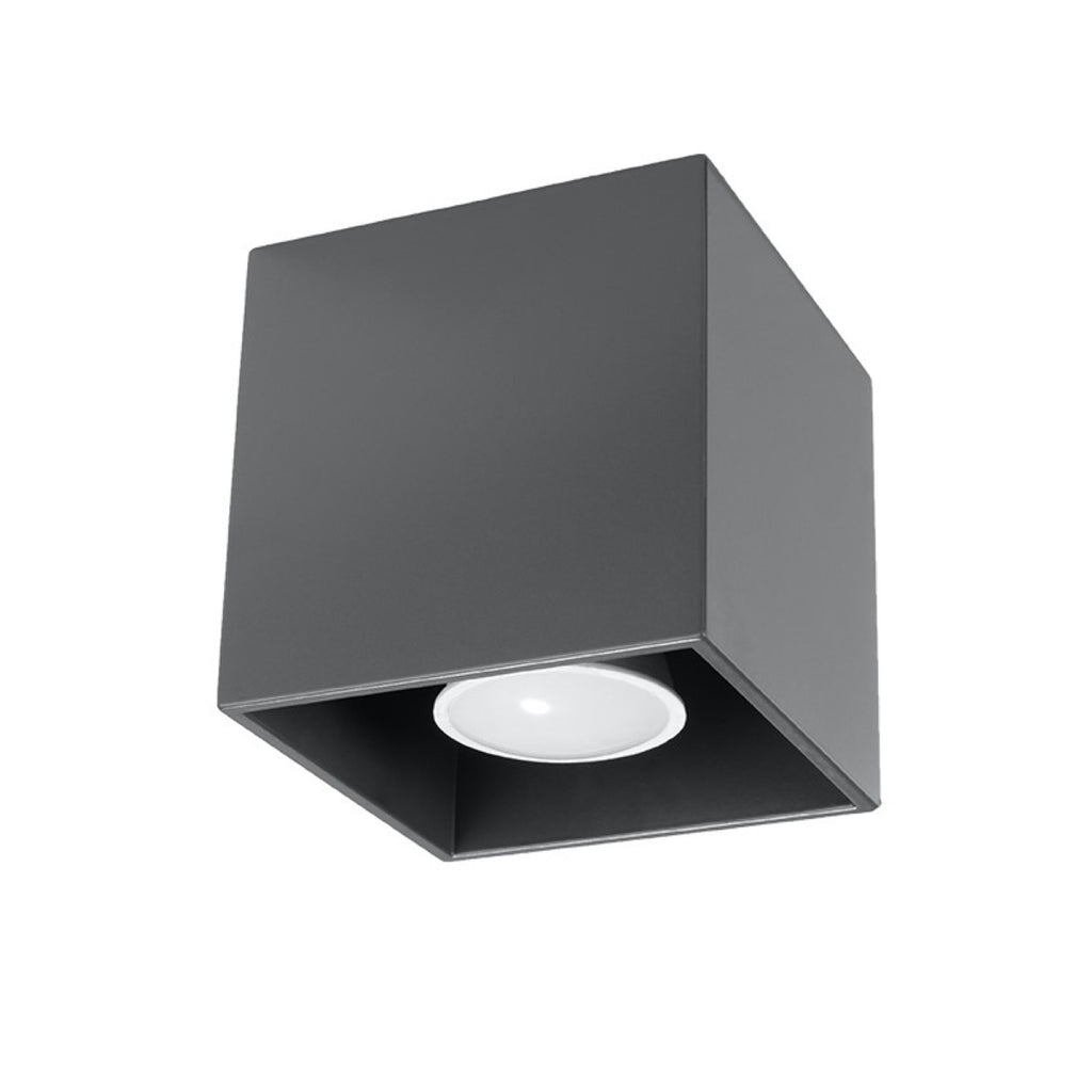 Plafonnier Quad 1 en aluminium anthracite, vue de face