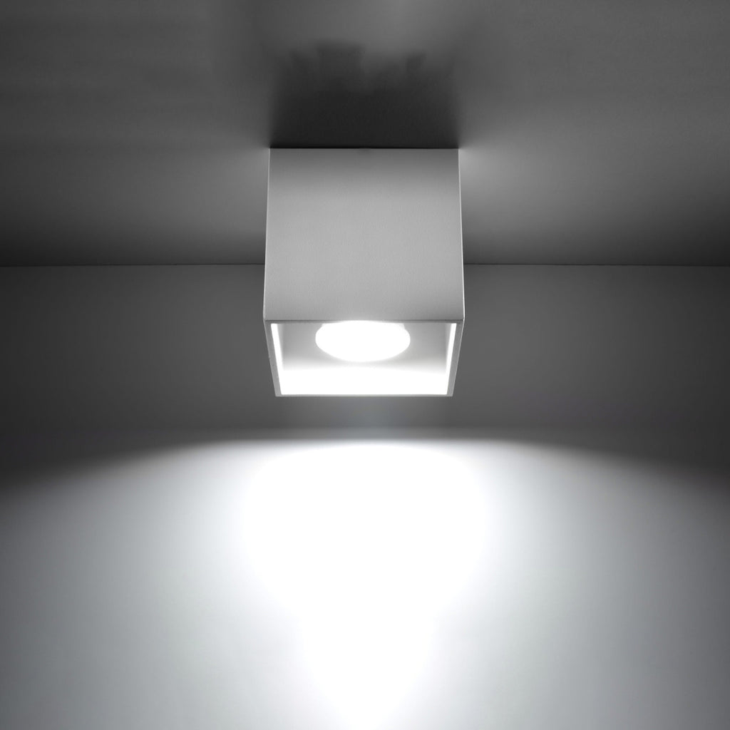 Plafonnier Quad 1 aluminium blanc vue de profil