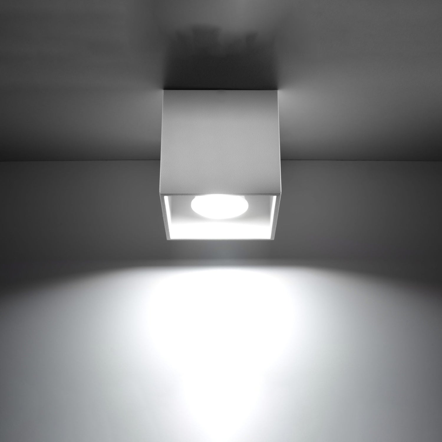 Plafonnier Quad 1 aluminium blanc vue de profil