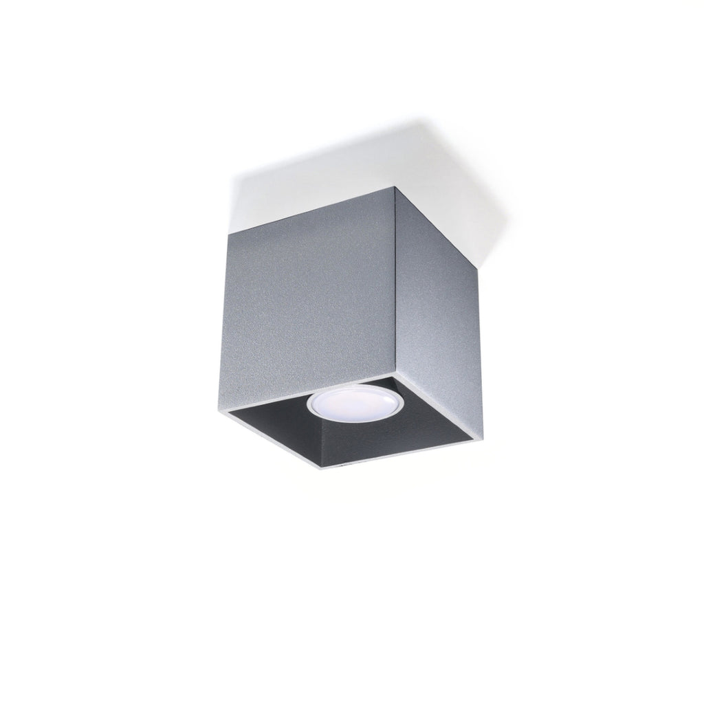 Plafonnier Quad 1 aluminium gris vue de face