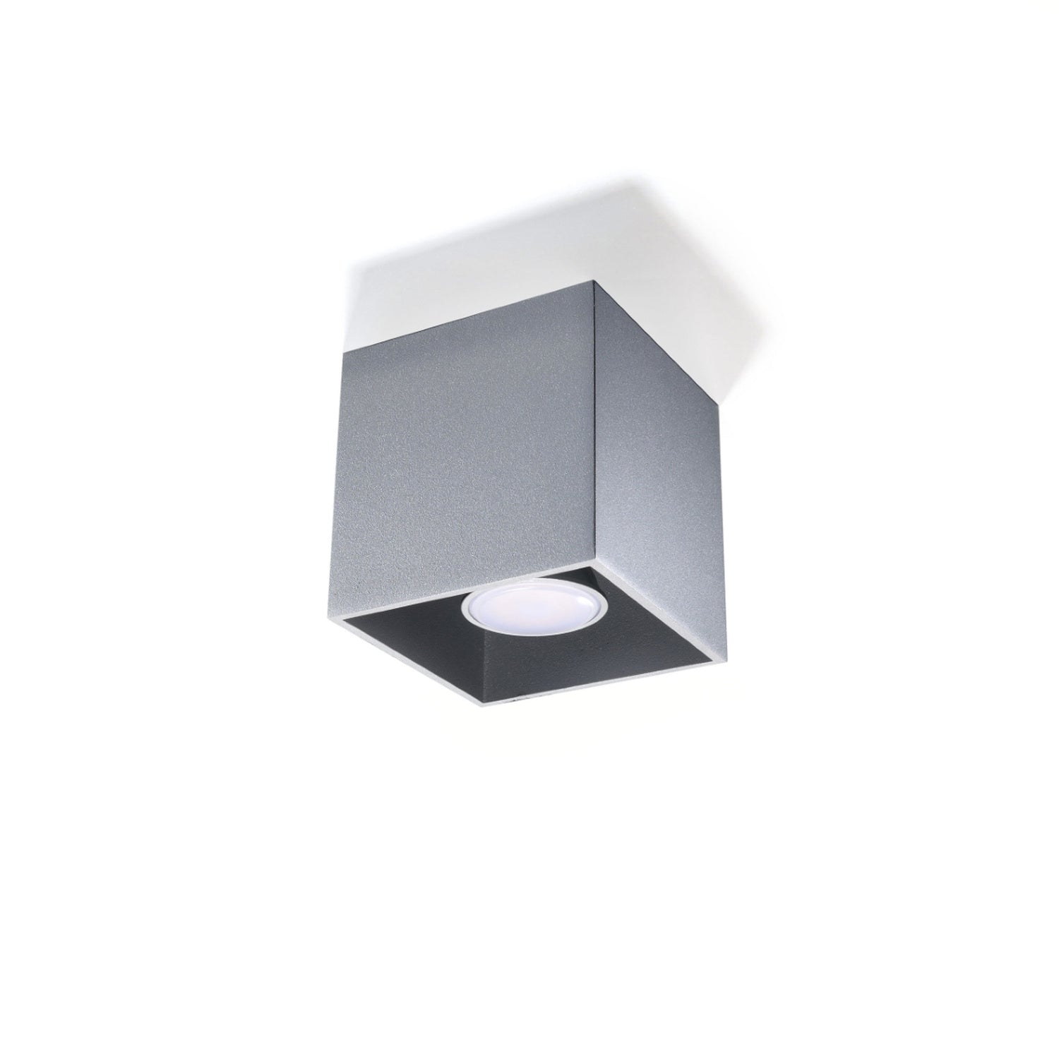 Plafonnier Quad 1 aluminium gris vue de face