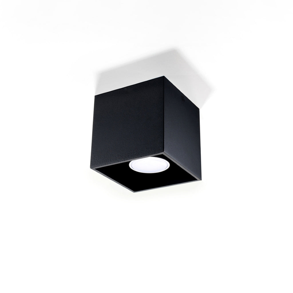 Plafonnier Quad 1 aluminium noir vue de face