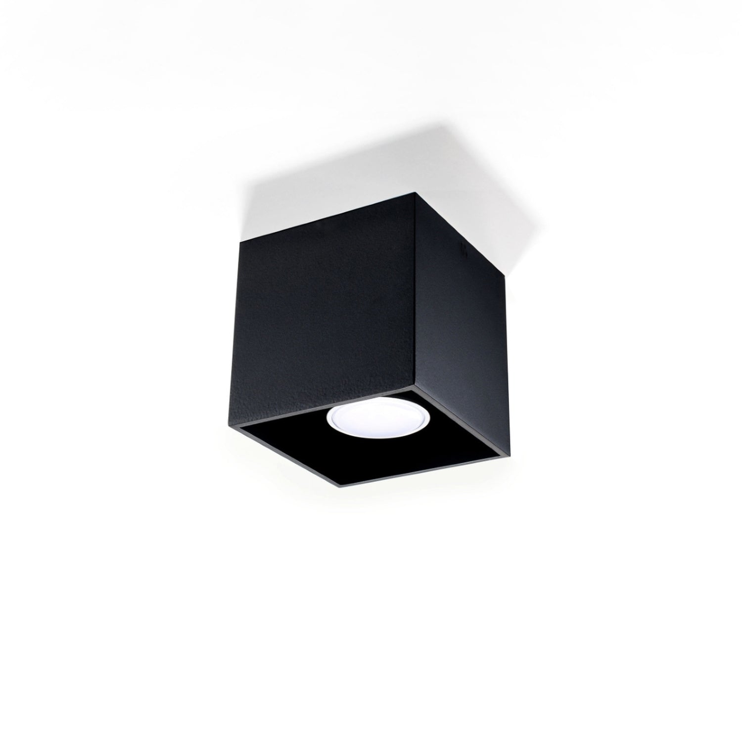 Plafonnier Quad 1 aluminium noir vue de face