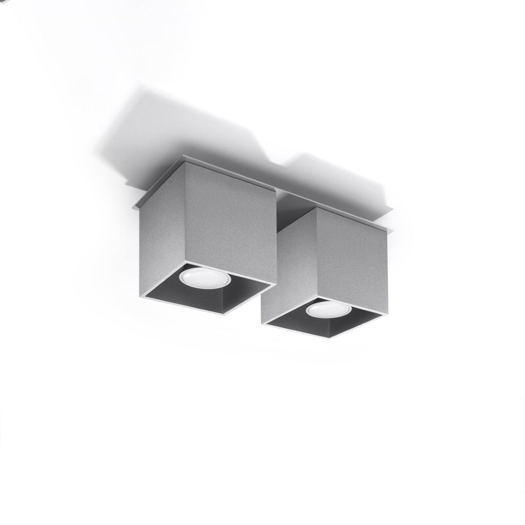 Plafonnier Quad 2 aluminium gris vue de face