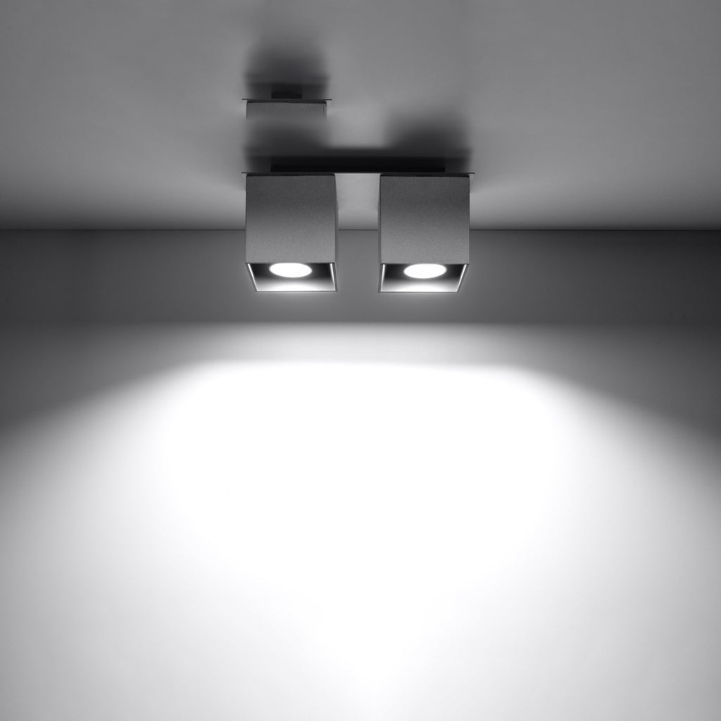 Plafonnier Quad 2 aluminium gris vue de profil