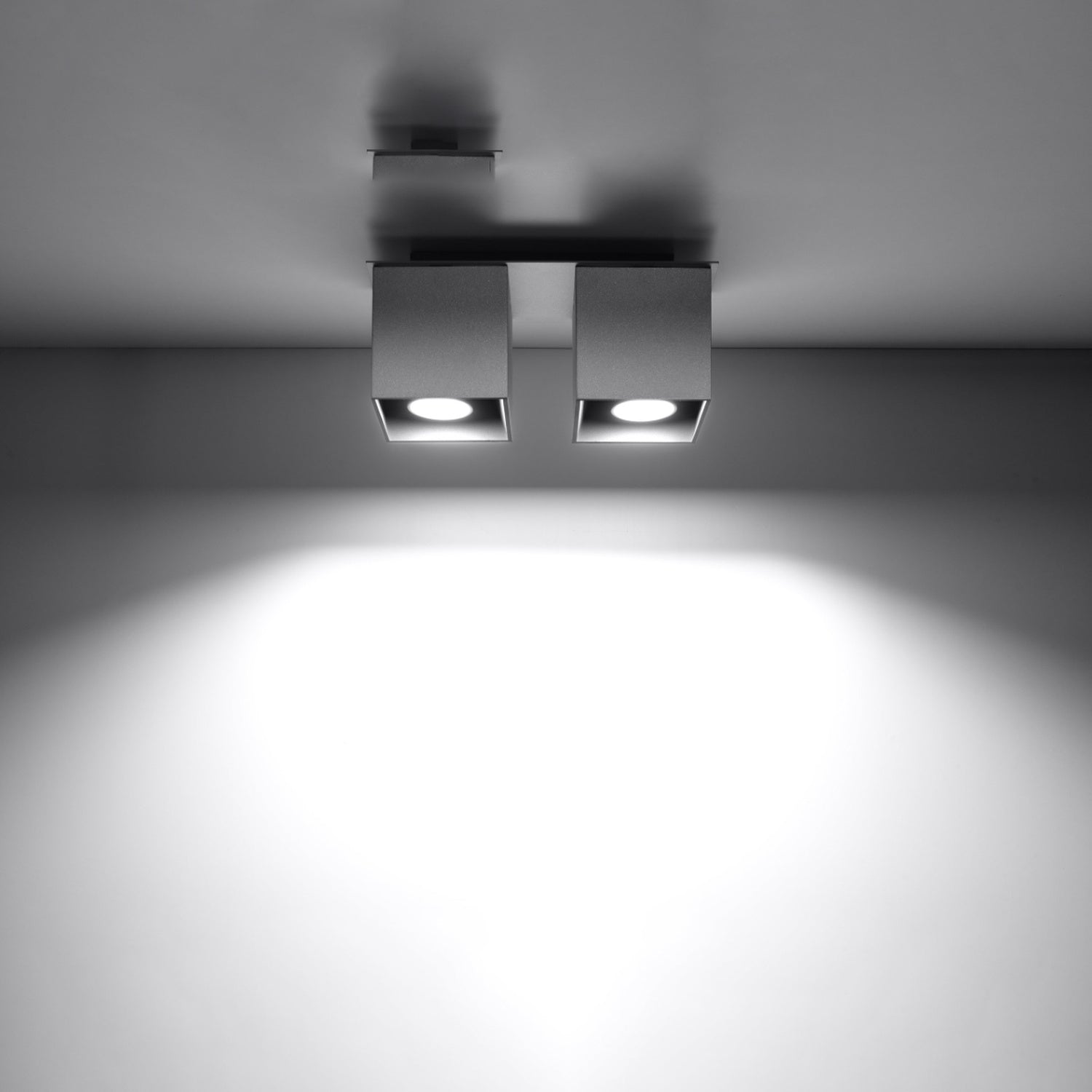 Plafonnier Quad 2 aluminium gris vue de profil