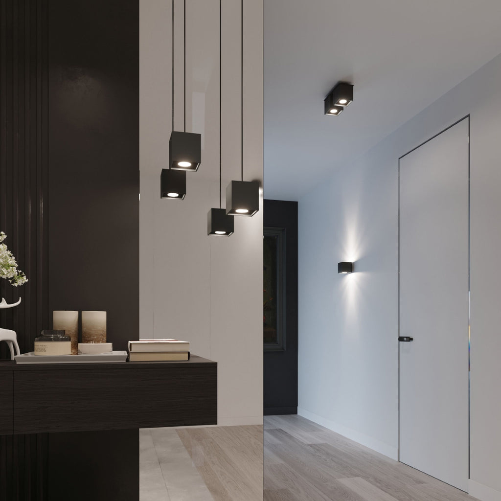 Plafonnier Quad 2 aluminium noir ambiance intérieure
