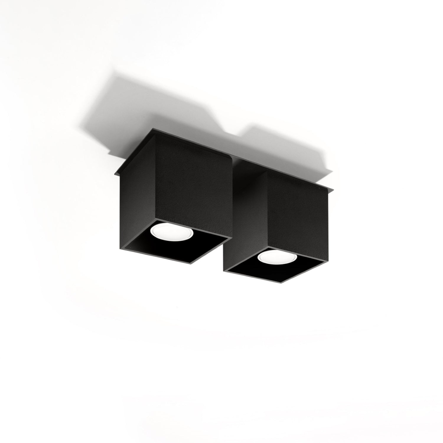 Plafonnier Quad 2 aluminium noir vue de face