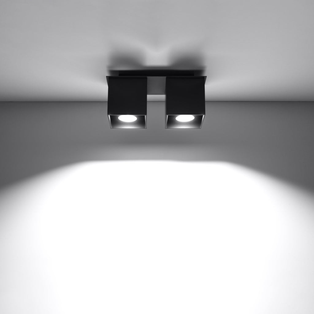 Plafonnier Quad 2 aluminium noir vue de profil