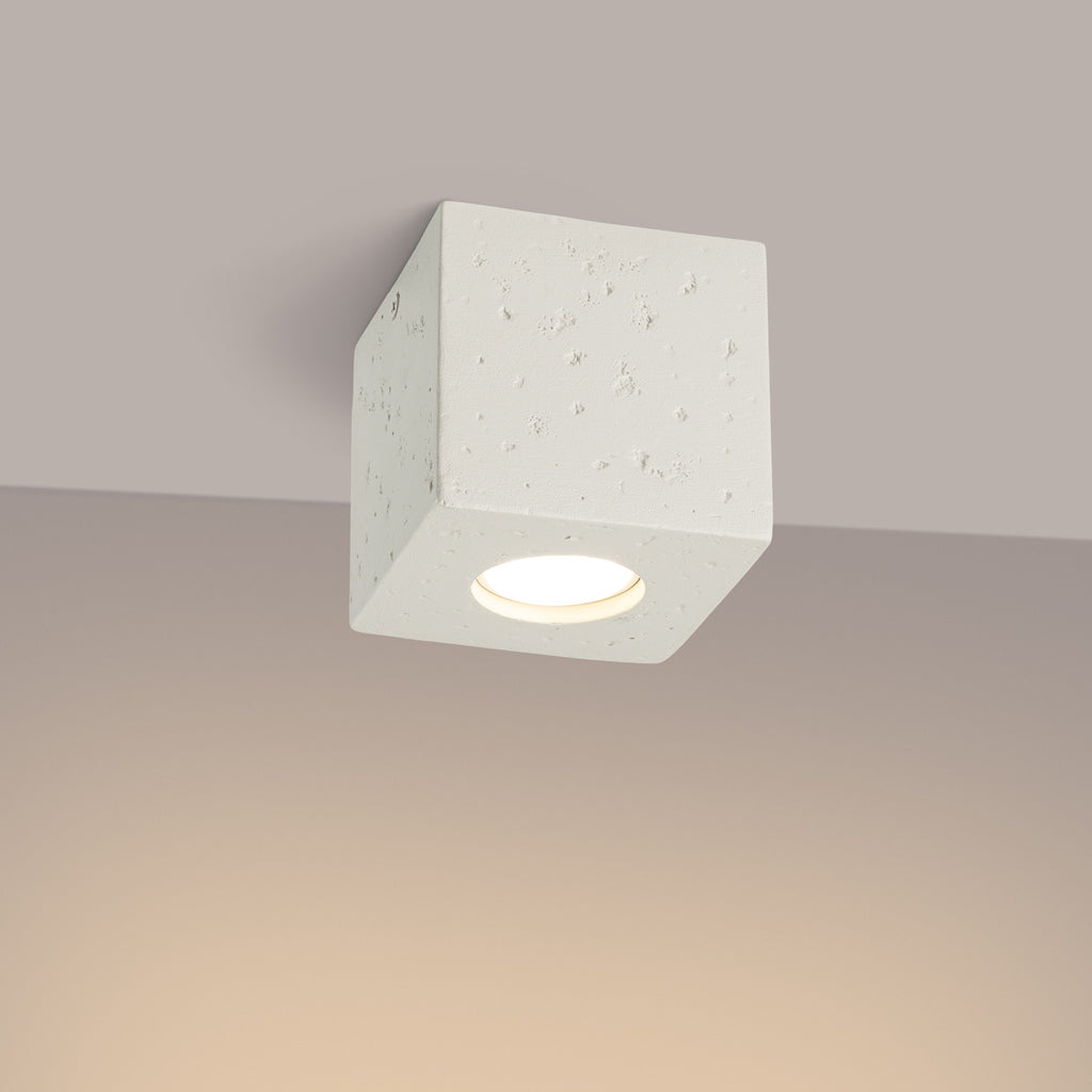 Plafonnier Quad béton beige GU10, en éclairage