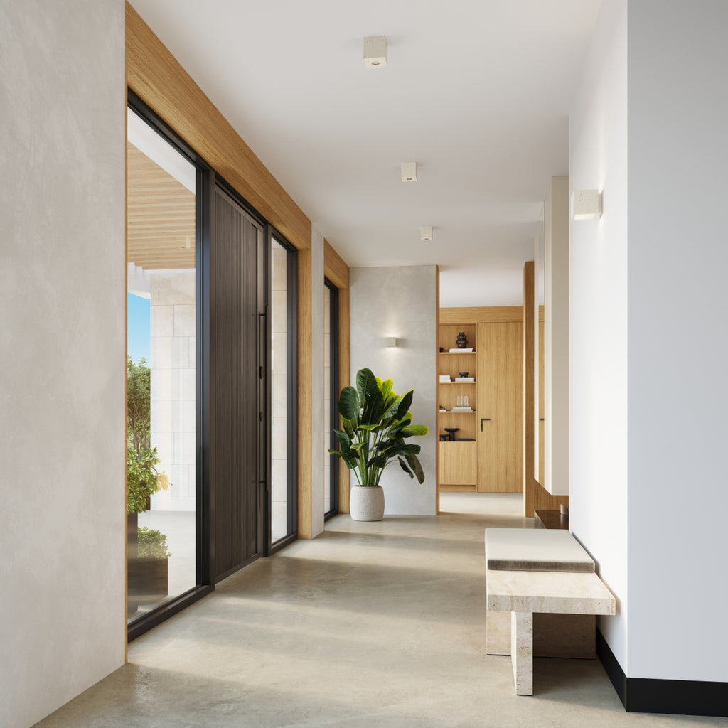 Plafonnier Quad béton beige GU10 en situation dans un intérieur