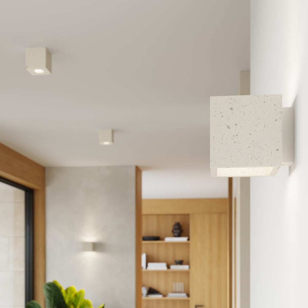 Plafonnier Quad béton beige GU10 en situation