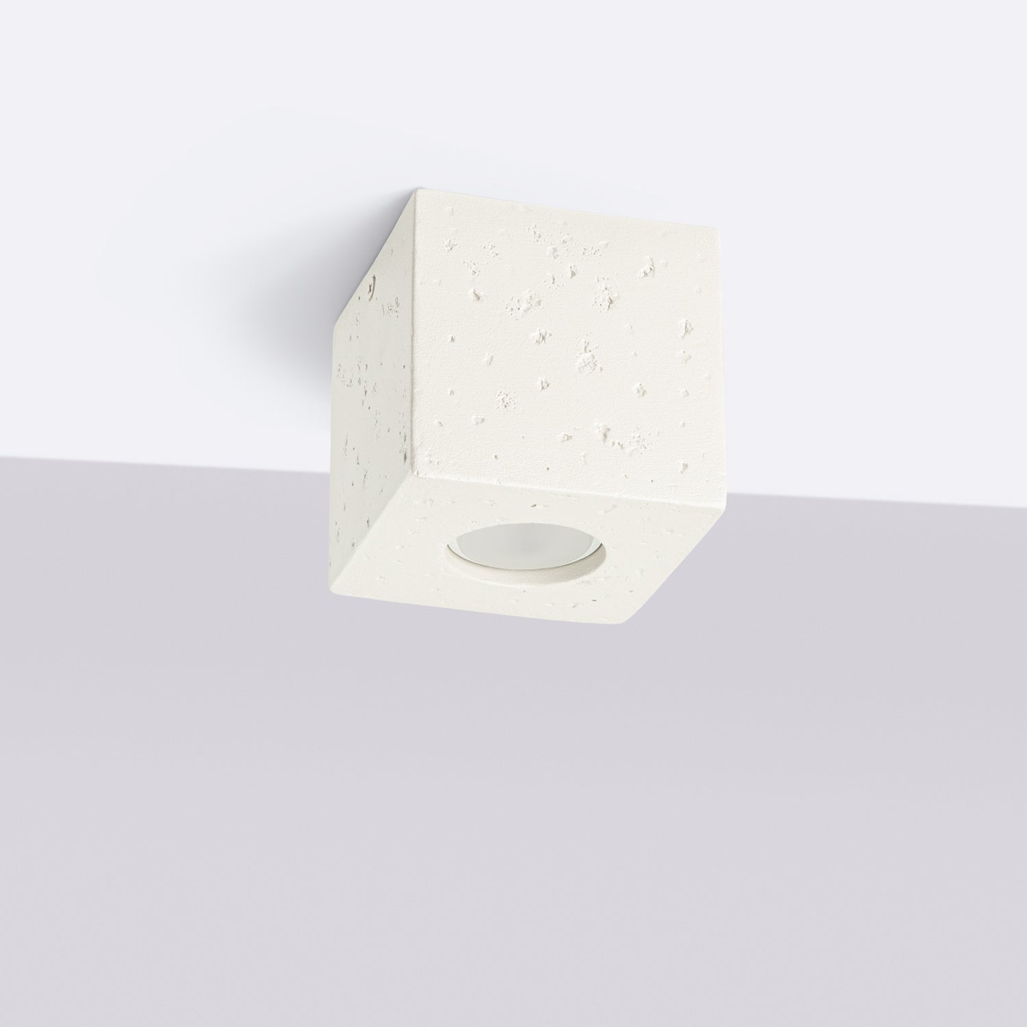 Plafonnier Quad béton beige GU10, vue de profil