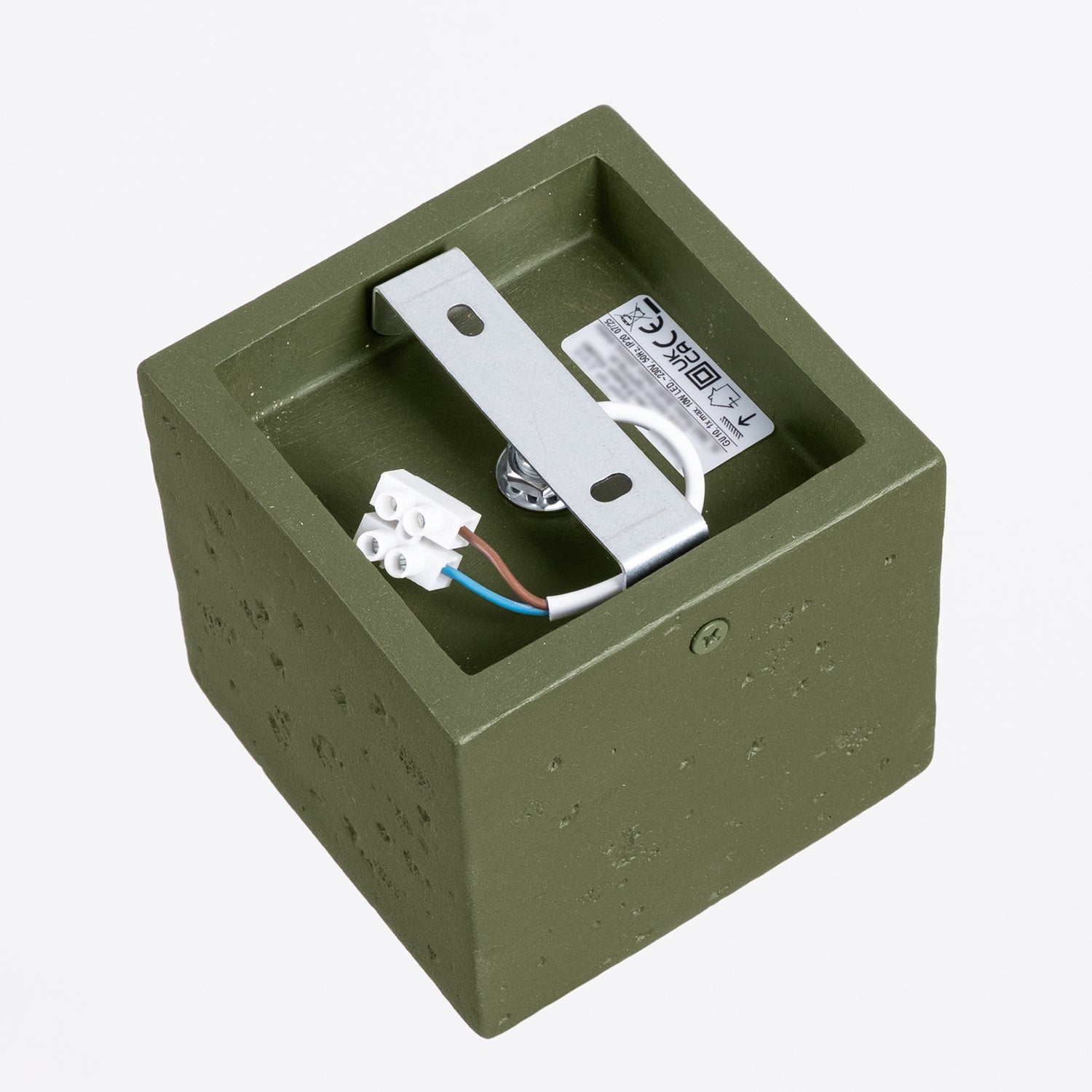 Plafonnier Quad béton vert olive GU10 en ambiance