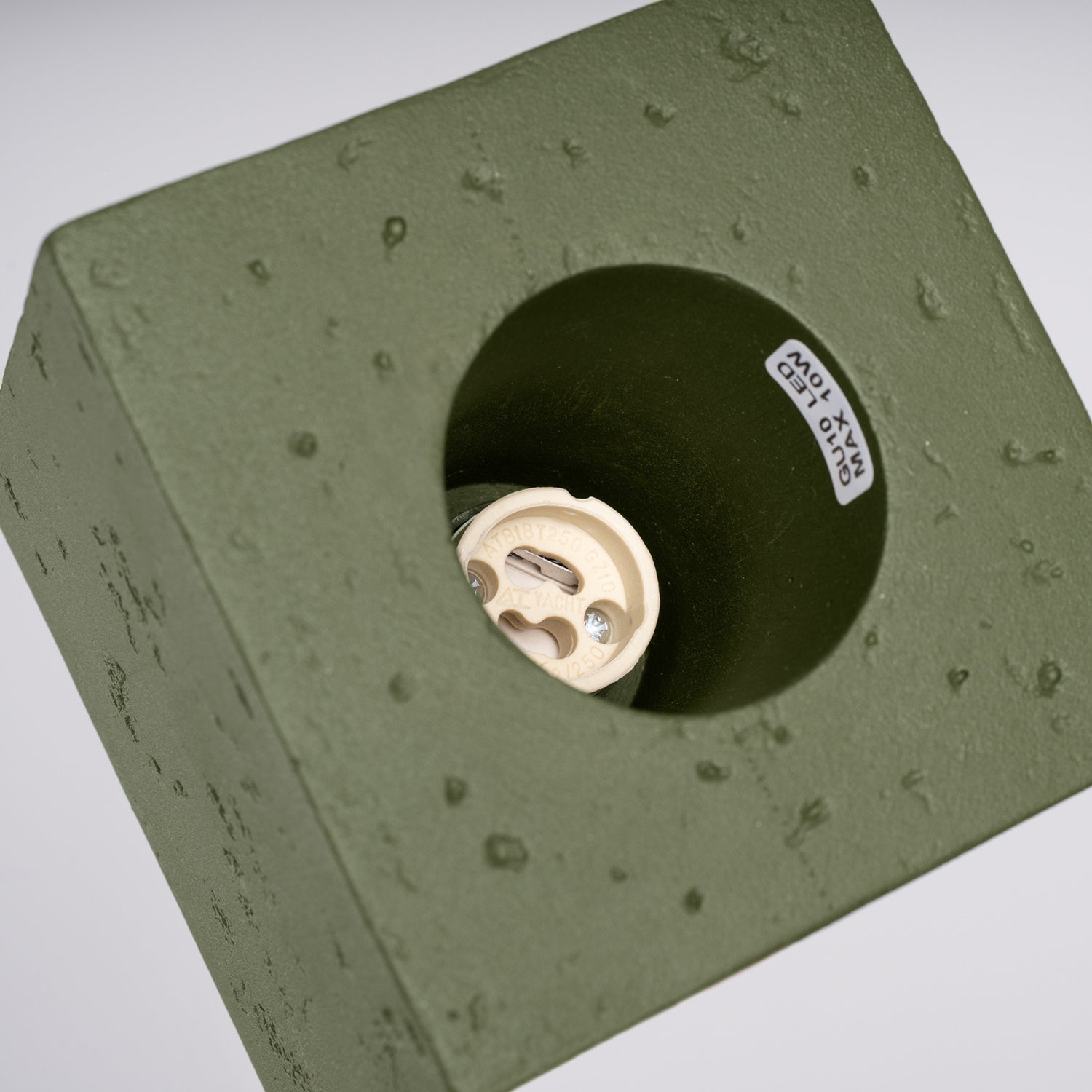 Plafonnier Quad béton vert olive GU10, gros plan