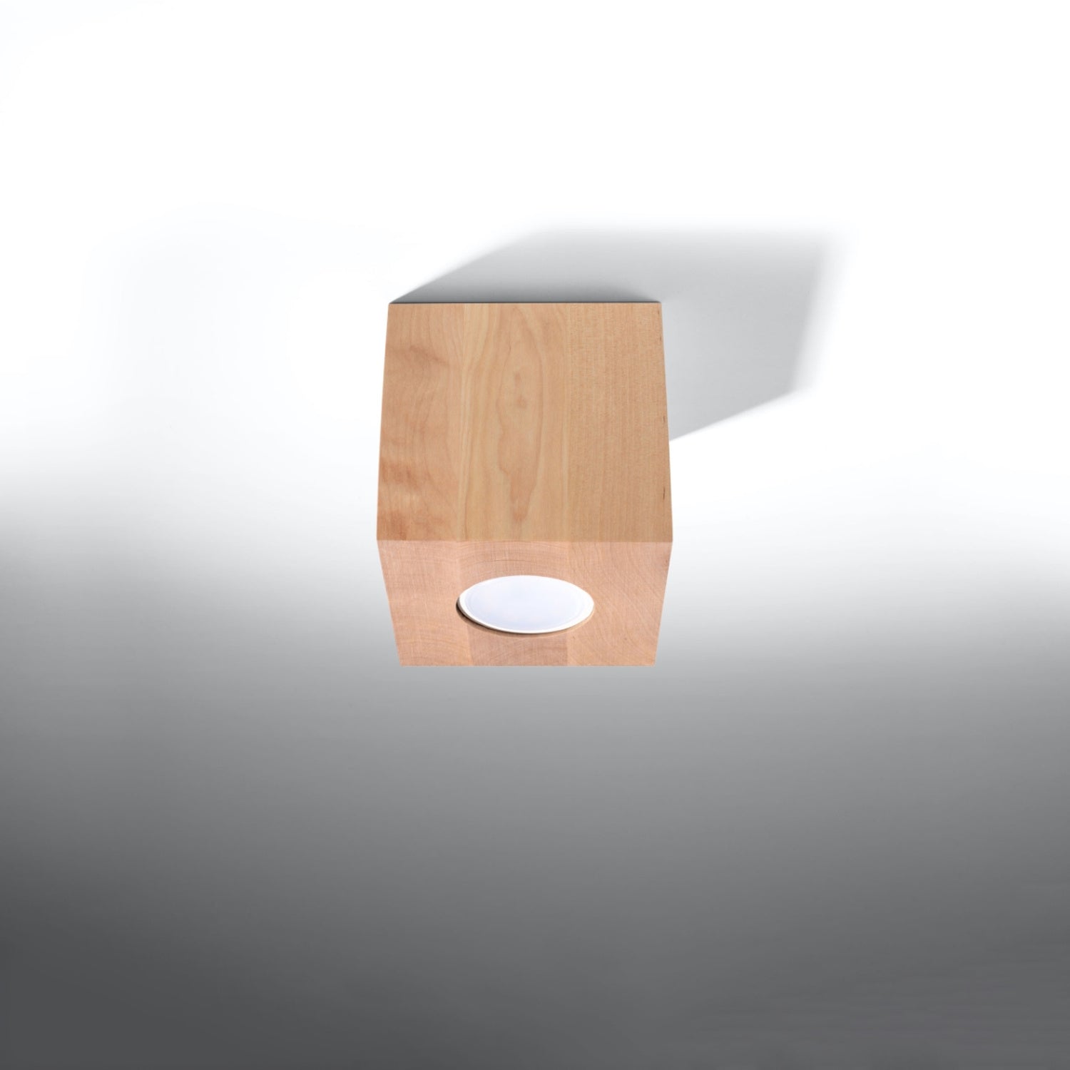 Plafonnier Quad bois naturel GU10, vue de profil