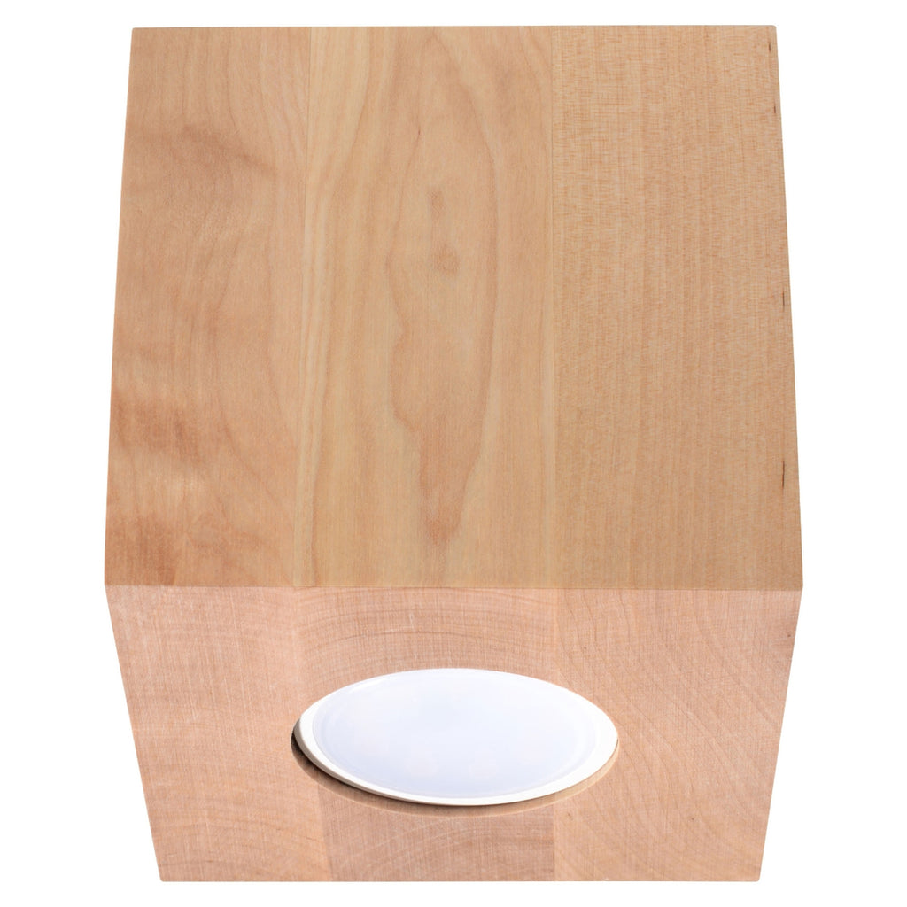 Plafonnier Quad, un spot cubique en bois naturel