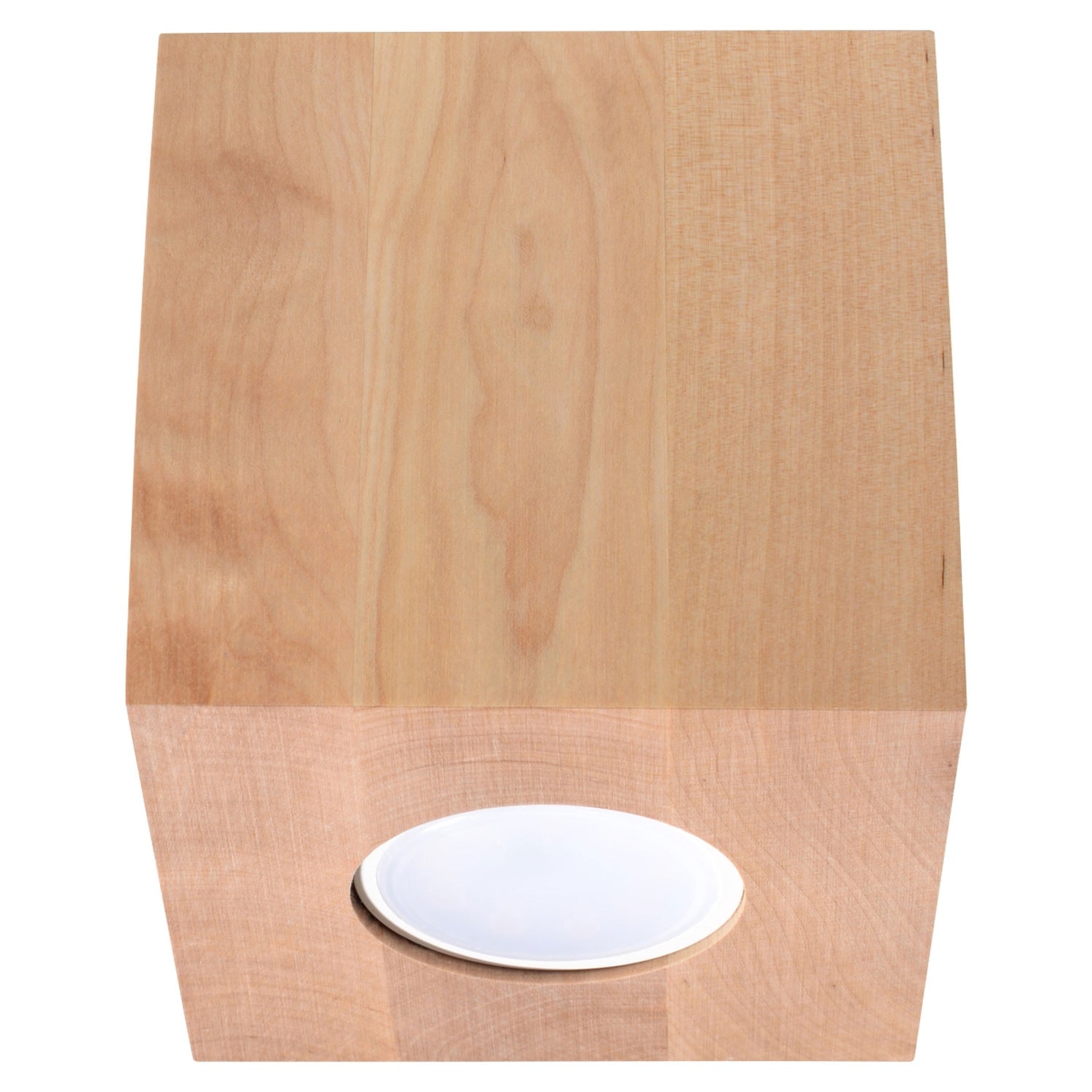Plafonnier Quad, un spot cubique en bois naturel