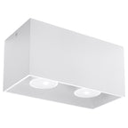 Plafonnier Quad Maxi aluminium blanc, deux spots GU10, vue de trois quarts