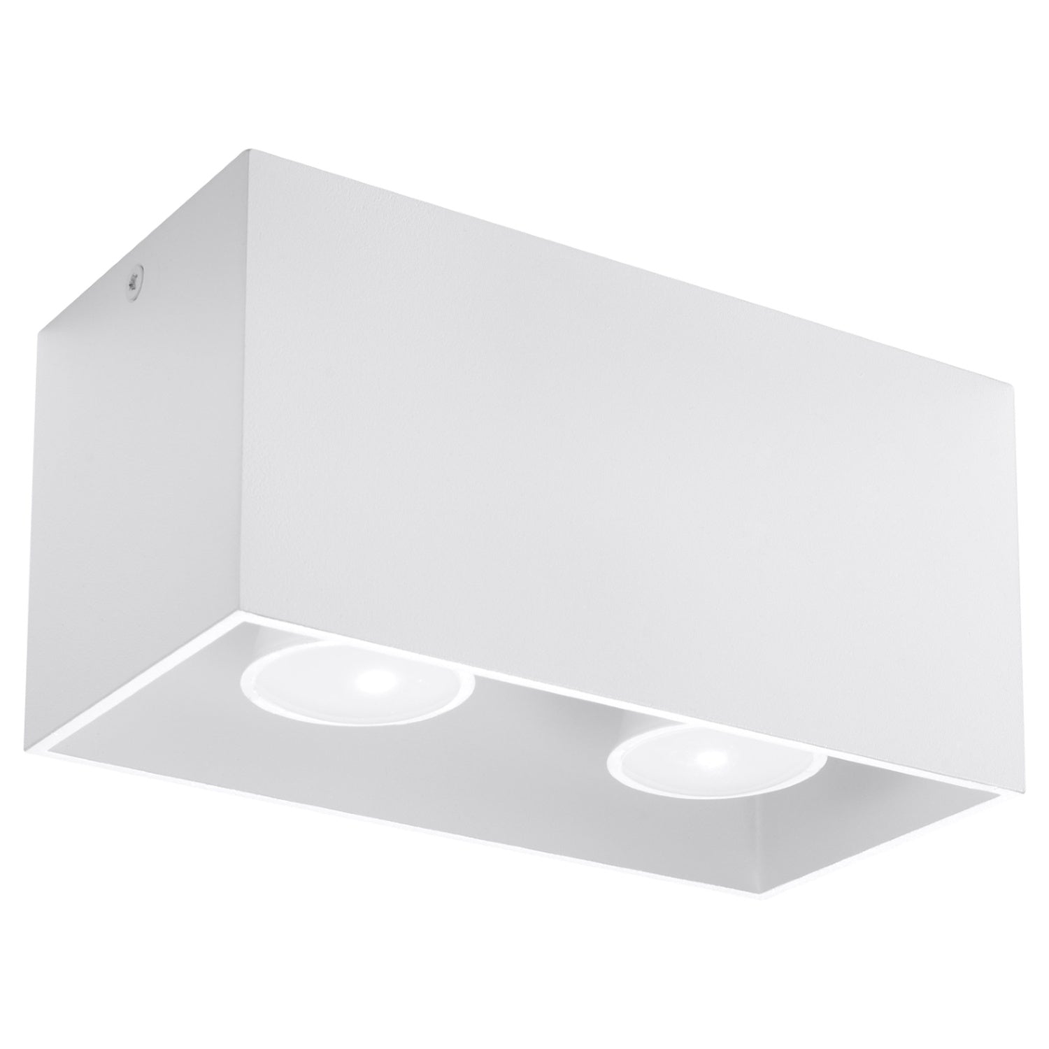 Plafonnier Quad Maxi aluminium blanc, deux spots GU10, vue de trois quarts