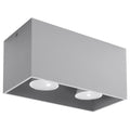 Plafonnier Quad Maxi aluminium gris, deux spots GU10, vue de trois quarts