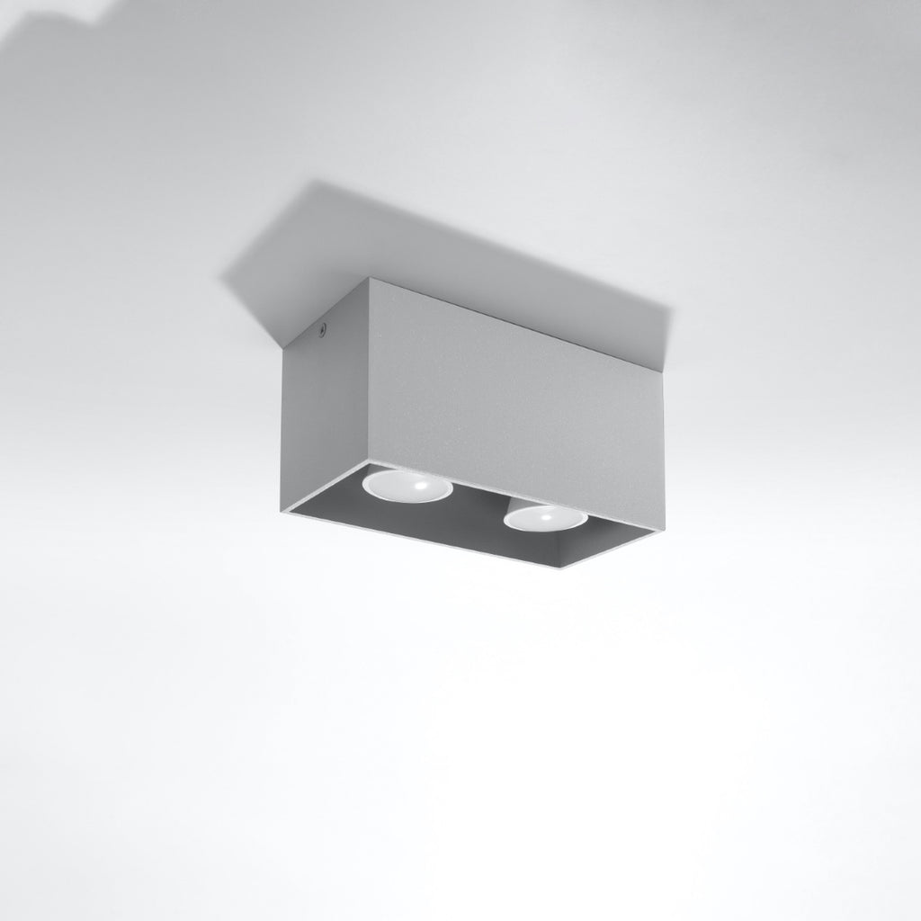 Plafonnier Quad Maxi gris, vue de profil du caisson en aluminium