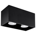Plafonnier Quad Maxi aluminium noir, deux spots GU10, vue de trois quarts