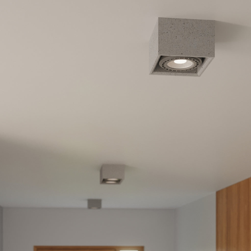 Plafonnier Quatro 1 béton, downlight au plafond