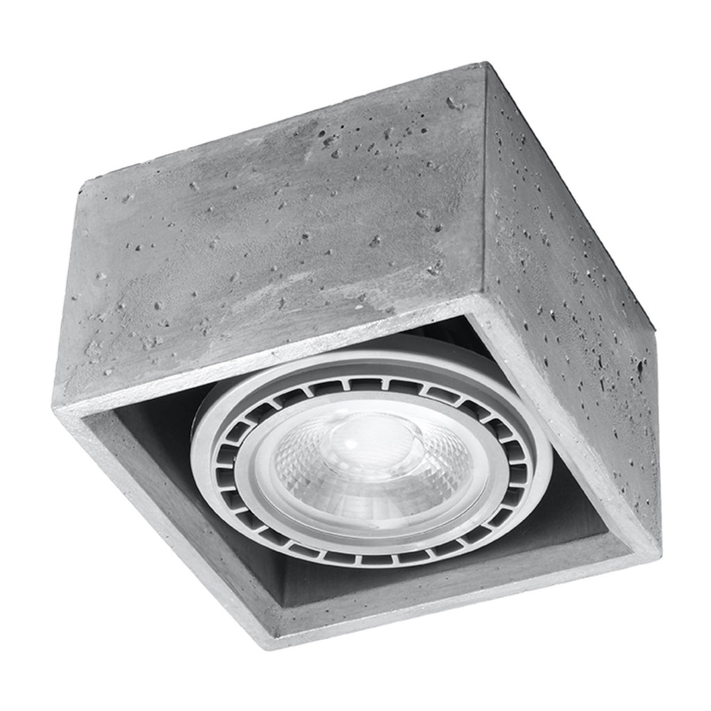 Plafonnier Quatro 1 en béton gris, spot GU10 vers le bas