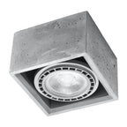 Plafonnier Quatro 1 en béton gris, spot GU10 vers le bas
