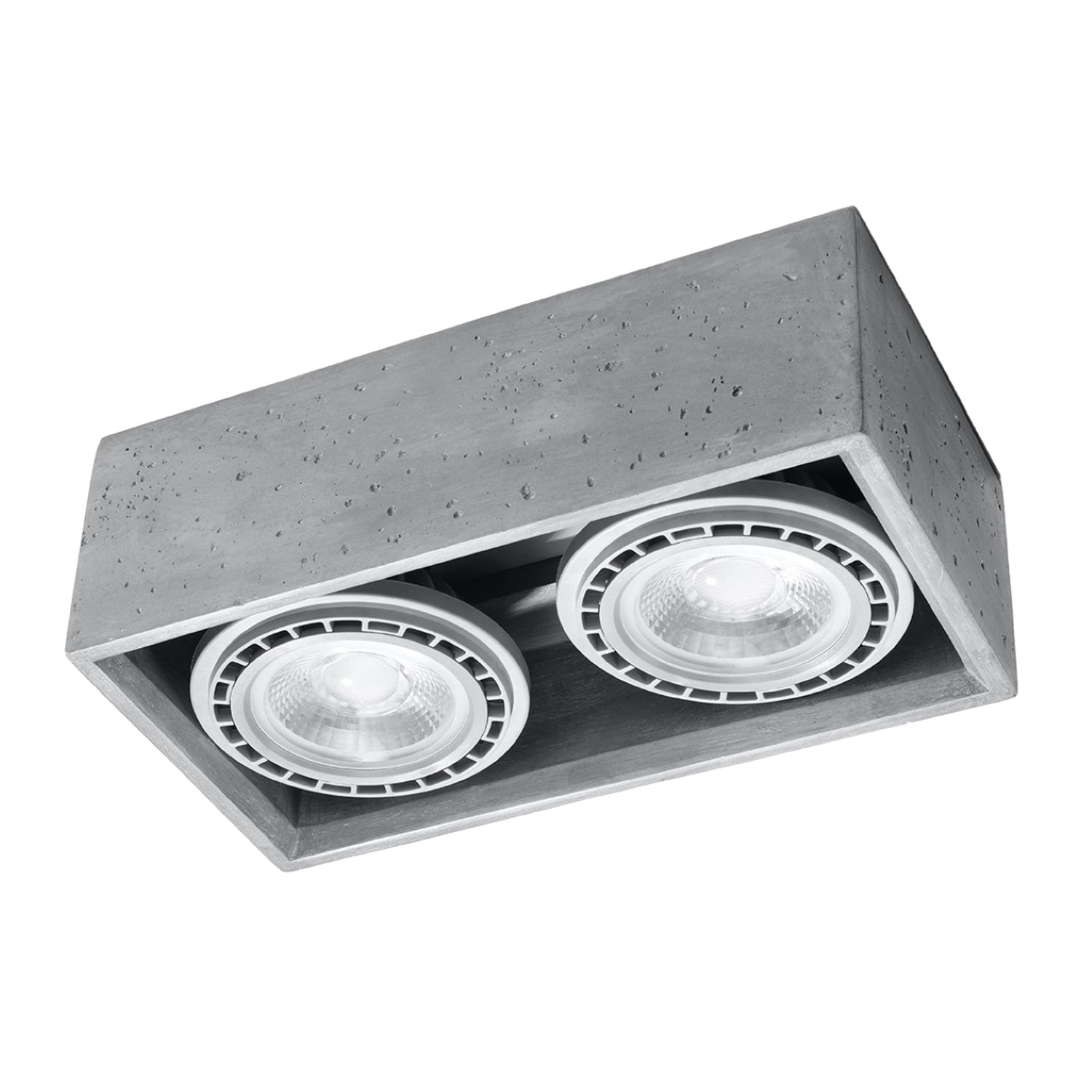 Plafonnier Quatro 2 en béton gris, spot GU10 vers le bas