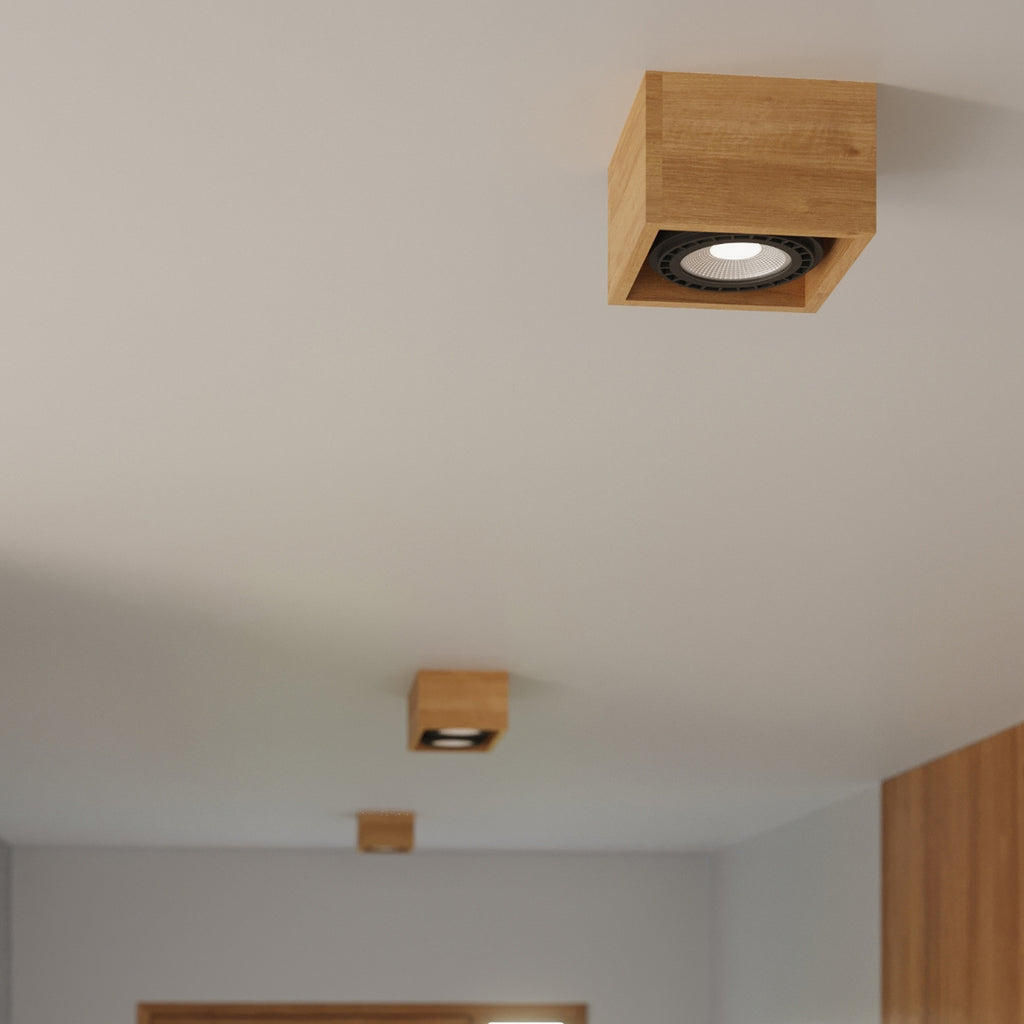 Plafonnier Quatro 2 bois naturel, ambiance chaleureuse