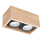 Plafonnier Quatro 2 bois naturel, spots GU10