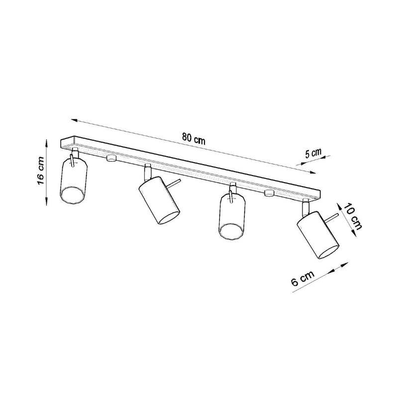 Dimensions Ring Ceiling Light Bar with 4 Steel GU10 Spots