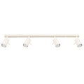 Plafonnier rampe Ring à quatre spots orientables en laque beige sur fond blanc