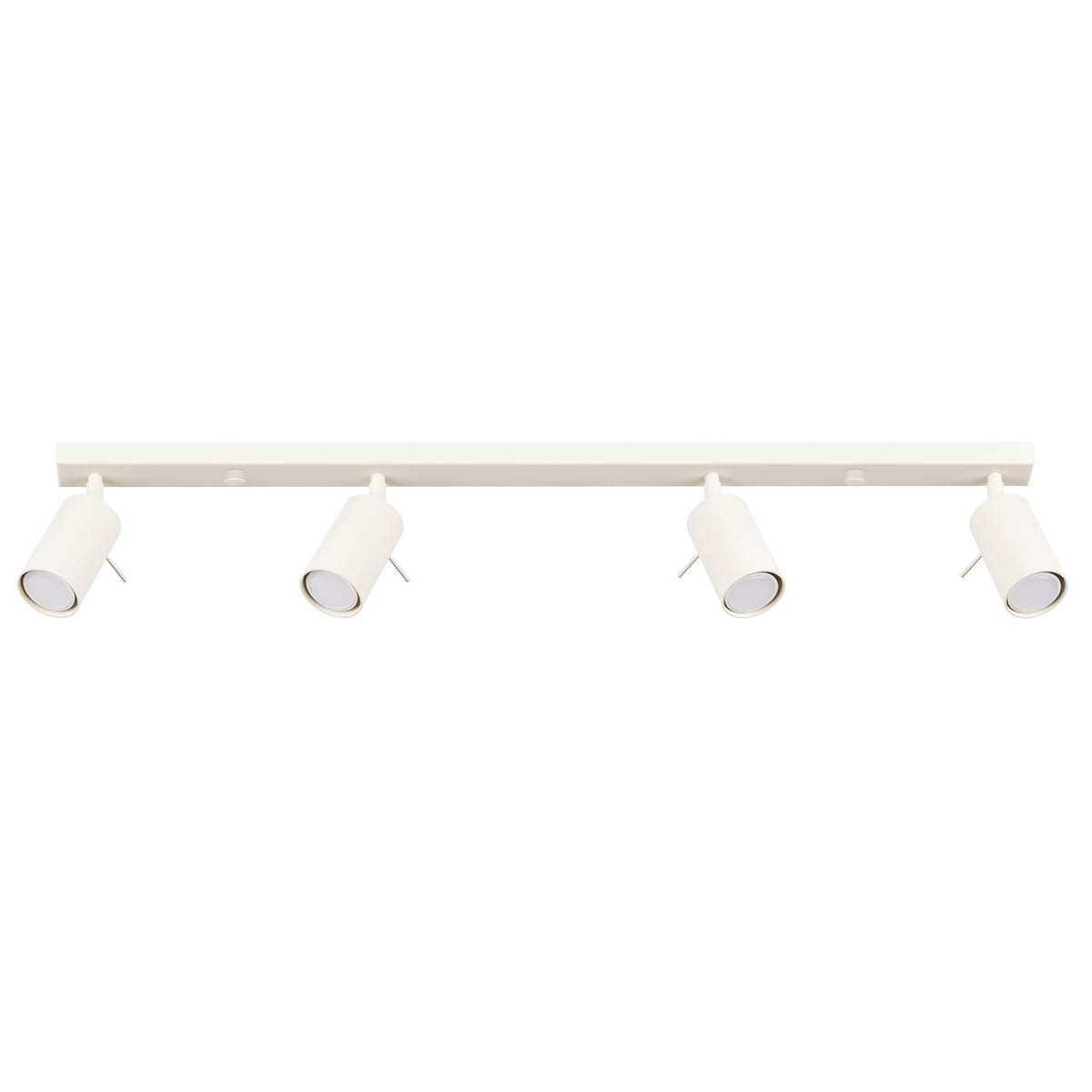 Plafonnier rampe Ring à quatre spots orientables en laque beige sur fond blanc