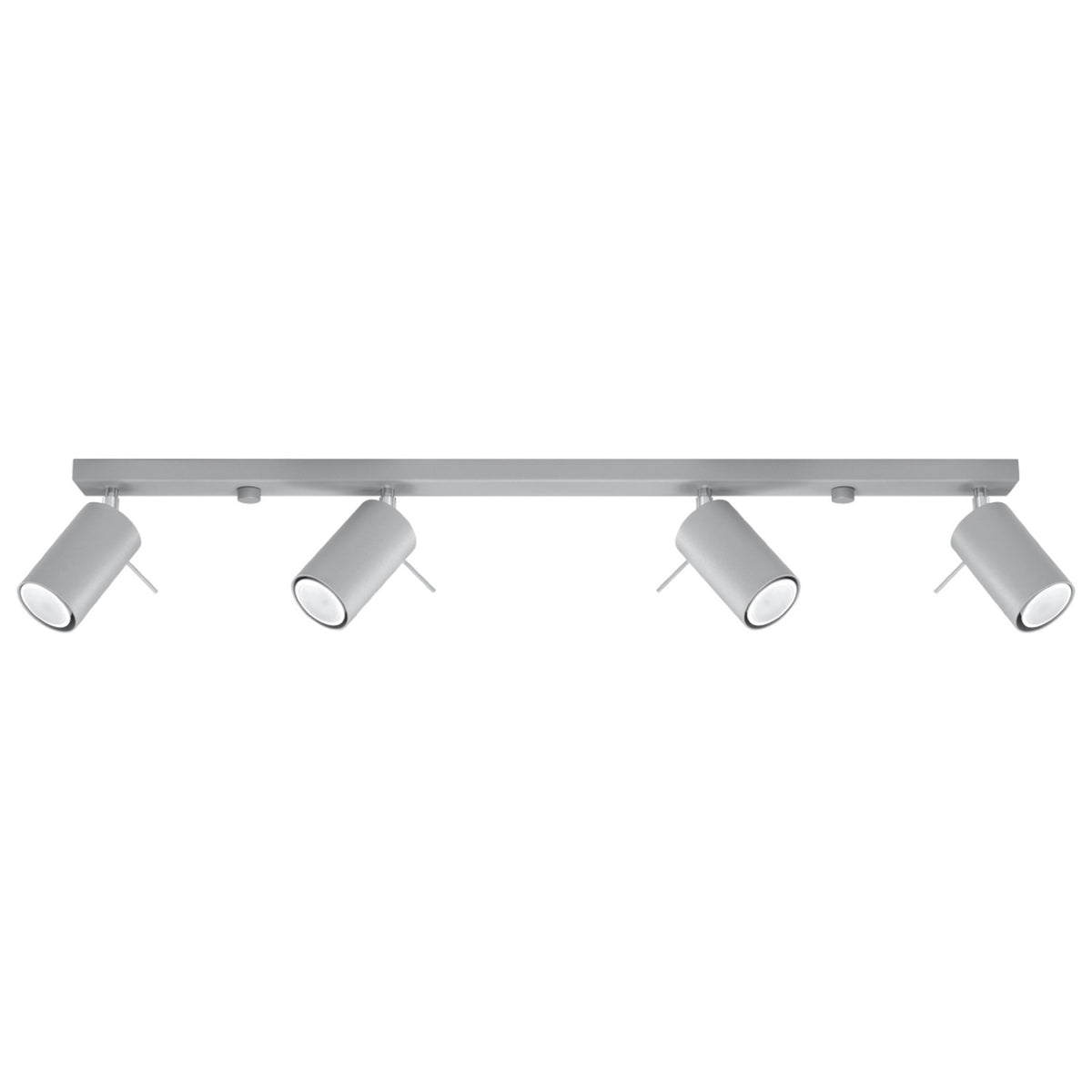 Plafonnier rampe Ring à quatre spots orientables en laque grise sur fond blanc